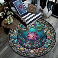 Underwater Fantasy Pixel Art Round Area Rug Under Office Chairs Bedroom Living Room Home Decor 80cm x 80cm