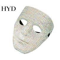 Expressive Stage Performance Mask Halloween Rhinestone Full Face Mask, Sparkly Masquerade for Eye-catching Festival Dance Performance, Lightweight Hip balta
