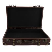 Wood Decorative Luggage Trunk Leather Wooden Storage Box Multi-purpose Organizer  For Photography