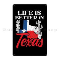 Life Is Better In Texas Metal Plaque Club Party Garage Wall Decor Designs Wall Plaque Tin Sign Poster 20x30cm（7.8x11.8inch）
