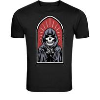 Grim Reaper Skull Cloak T-Shirt - Dark Gothic Death Skeleton S