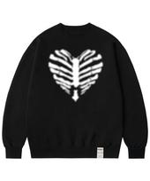 Graver [Unisex] Bone Heart Dot Silhouette Sweatshirt_Black Black/M