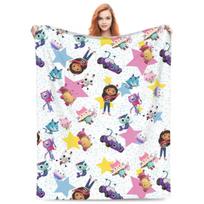Cartoon Cute G-Gabbys Girl Dollhouse Blankets Plush Vintage Warm Throw Blankets for Chair Covering Sofa Winter Size: 75*100cm, Weight: 230 GSM