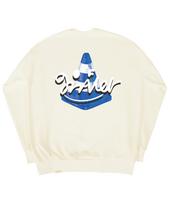 Graver [Unisex] Grver Sign Smile Back Logo Sweatshirt_Cream Cream_Blue Logo/L
