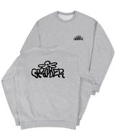 Graver [Unisex] Wave Logo Flower Sweatshirt_Gray Grey_Black Logo/S