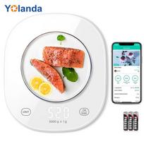 Portable Electronic Digital Bluetooth Kitchen Scale 5kg/1g Food Measuring Weight Smart Baking Scale in G/ML/FL/LB (White,1g&5 kg&210*182*20.7mm) balta