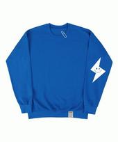 Graver [Unisex] Elbow Smile Thunder Sweatshirt_Cobalt Blue Cobalt Blue_White Print/S