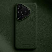 Melkco Plain Genuine Leather Case for Huawei Pura 70 80 Ultra Pura80 Pro Plus Luxury Cowhide Protective Hard Cover With Box Pura 70 alyvuogių žalios spalvos