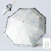 Lace Fresh Style Triple Fold Flower Sunny Umbrella Ultra-light UV Protection Umbrella  Travel balta