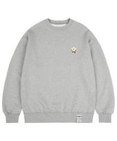 Graver [Unisex] Head Flower Bear Smile Sweatshirt_Gray Grey/M