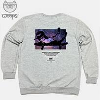 Doldol Woops-Mtm-103 Skateboard Cat Oops Character Long Sleeve Sweatshirt Black/Xl