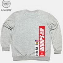 Doldol Woops-Mtm-106 Skateboard Cat Oops Character Sweatshirt Long Sleeve Light Gray/L