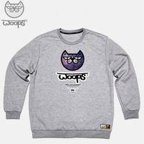 Doldol Woops-Mtm-96 Skateboard Cat Oops Character Long Sleeve Sweatshirt Light Gray/Xxl