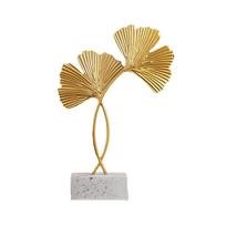 Golden Iron Gold Leaf Cement Base Ornament  Living Room Shelf Ornamental Piece S