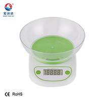 Portable Plastic Kitchen Scale 5kg with LCD Display Battery Powered for Weight Measuring in Baking & Coffee Recipes (Green,1g&5 kg&17*12.2*7.7cm) žalia