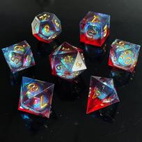 7pcs resin quicksand mixed color dice polyhedron set clear board card game supplies leisure table entertainment toys Play gifts tamsiai žalia spalva