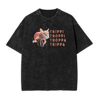 Trippi Troppi Cat Shrimp Merch Washed T Shirts Men Women Streetwear Hip Hop T-Shirts Summer  Tees Tops Short Sleeve S įvairiaspalvis