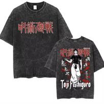Gojo Satoru Anime Jujutsu Kaisen Printed Tshirt Mens and Womens Washed Tshirt High Quality Vintage Cotton Tshirt YK Tops S įvairiaspalvis