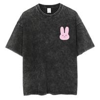 Men Streetwear Vintage Washed Tshirt Anime Oshi No Ko Print Cute T-Shirt Summer Harajuku 100% Cotton Black Tops Tees S įvairiaspalvis