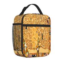 Bestselling Gustav Klimt - Tree Of Life Ruffled Food Tote Bag Urban Commute Travel Lunch Bag One Size