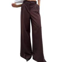 Vintage Style Fashion Wide-Leg Long Pants Women's Melard High-Waist Floor-Length Commuter Draped Suit Pants S ruda