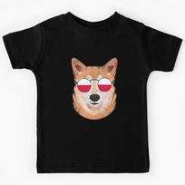 Vintage Patriotic Shiba Inu Polish Flag Kids T-Shirt 120
