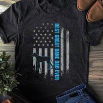 Best Great Dane Dad Ever Great Dane Dog Father American Flag T-Shirt Gift for Dog Lovers - Funny Dog - Vintage Shirt - Father's Day Gift L