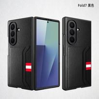 For Zfold7/Zfold5 Folding Phone Case PC Plain Litchi Pattern Card Case Drop-resistant Protective Shell Fold7 juoda