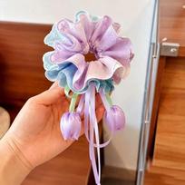 Multicolor Tulip Hair Scrunchie Sweet-style Kids Bun Maker Ribbon Hair Tie  Gifts