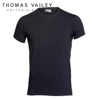 Thomas Bailey Men'S Cotton Basic Round Neck Short Sleeve T-Shirt Black 6Ththb2Mcs010-Bk Black/L-100