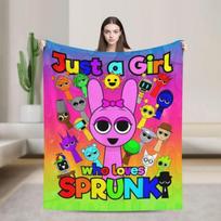 Sprunki Game  Just A Girl Who Loves SPRUNKI  Soft Funny Throw Blanket Theme Flannel Blanket Bright Cartoon Custom Blankets Size: 75*100cm, Weight: 230 GSM