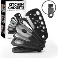 Creative Kitchen Gadgets Collapsible 6 Pcs Set Pizza Cutter Cheese Grater Peeler Can Opener Set juoda