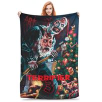 Comfort Terrifier 3 Christmas art the clown Blanket Merch Sofa Decorative Blanket Throw Super Soft Coral Fleece Plush for Couch Size: 75*100cm, Weight: 230 GSM