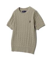 Yale Women'S Heritage Dan Cable Short Sleeve Round Knit Warm Grey Warm Gray/M