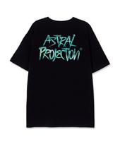 Astral Projection Turquoise Graffiti Lettering Supima Cotton Round Neck Short Sleeve T-Shirt_Black L