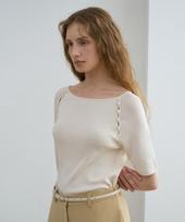 Rene J Button Golgi Knit Cream/Os