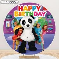 Panda E Os Caricas Party Round Backdrop Cover Kids Children Happy Birthday Background Baby Shower Photo Decoration Supplies D 3ft(100cm)Poly
