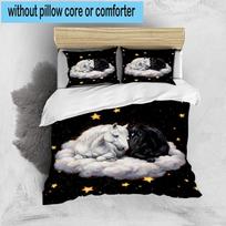 Horses In Cloud With Stars 3pcs Bedding,Including 1pc Duvet Cover And 2pcs Pillowcases Perfect for Christmas,Ideal for Bedroom, Dormitory 135cm*200cm