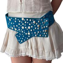 Y2K Studded Wide Waistband Punk Spice Girls Belt Fashion Irregular Decorative Belt  Concert mėlyna