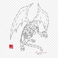 Dragon Lineart Transparent Yugi Mutou Jaden Yuki Iron On Patches For Clothing Applique Stickers On Clothes Heat-Sensitive Custom Patch
