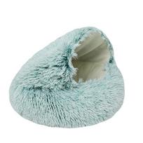 2 viename augintinio šuns katės lova Apvali pliušinis kačių lova, šilta lova Minkšta ilga pliušinė lova mažiems šunims katėms Nest Spurgos šildoma miegamoji lova 40cm with Long Plush žalia