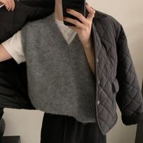 Autumn Winter V-neck Casual Knitted Sweater Vest Women Fashion Elegant Sleeveless Loose Women Sweaters Waistcoat Vintage Solid Lady Pullovers 24795 One Size pilka spalva