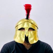 Big Corinthian Helmet Great Spartan Helmet With Red Plume Medieval Steel Helmet With Inner Liner Best Gift For Him beige
