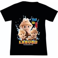2025 New Labubu Printed Children's T-shirt LABUBU Tea Drinking Pattern Girl Round Neck Short Sleeve Fashion Versatile Clothing 110