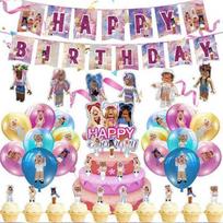 Girl Virtual World Party Set Banner Birthday Decoration Theme Scene Supplies set