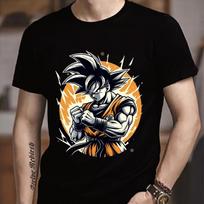 Dragon Ball Goku marškinėliai Mada suaugusiam vyrui Anime drabužiai Unisex apvali apykaklė trumpomis rankovėmis Mada Juodi medvilniniai marškinėliai Viršus Dovana S