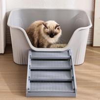 4 Steps Cat Ramp Step, Cats Litters Trapper, Stair Catcher pilka spalva