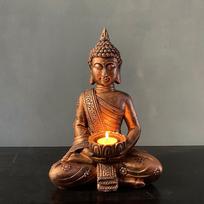 Buddha Holder Tabletop Tealight Decor Statues Collectible Figurines for Relaxing Gift B