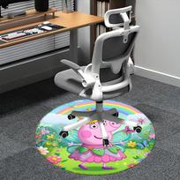 Peppa Pig Fėjų kostiumo kėdės kilimėlis, apvalus kilimas - Biuro kilimas, skalbiamas mašinoje, neslystantis, tinkamas svetainėms, miegamiesiems 80cm gray