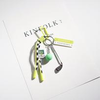 2026 M. Sportinio Stiliaus Teniso Raketės ir Kamuoliuko Pakabukas Raktų Pakabukas su Žaliu Nertu Virvele gray